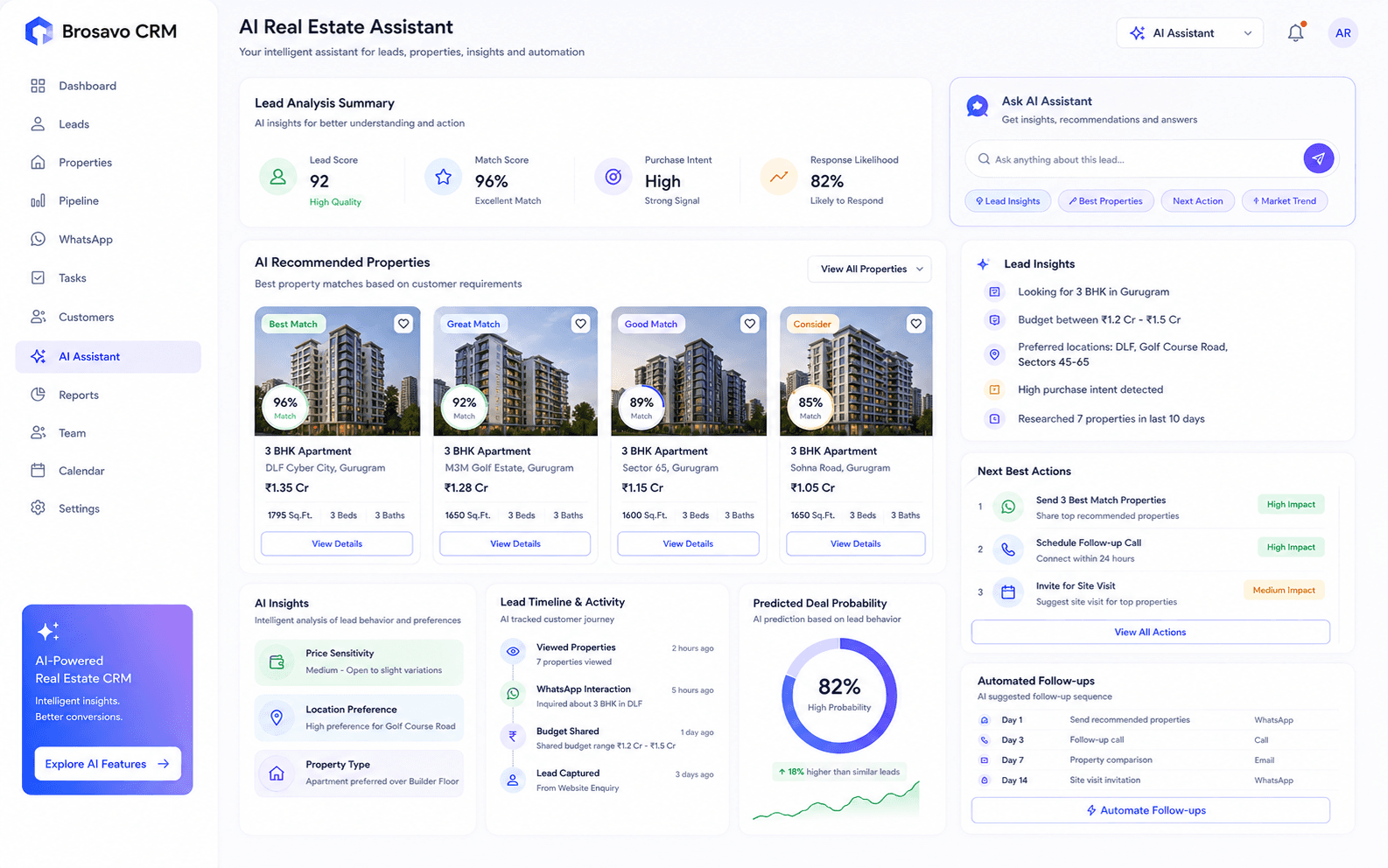 Brosavo AI real estate assistant for sales teams