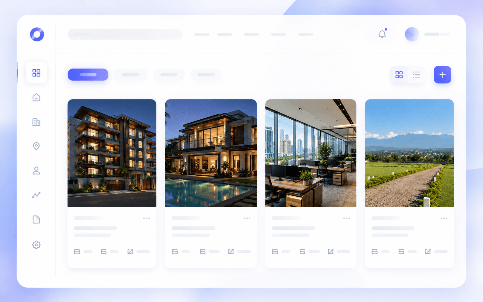 Brosavo Real Estate CRM property inventory showing property listings, availability and pricing